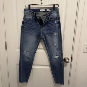 Kancan Women's Mid-rise Ankle Skinny Distressed‎ Jean Size 29